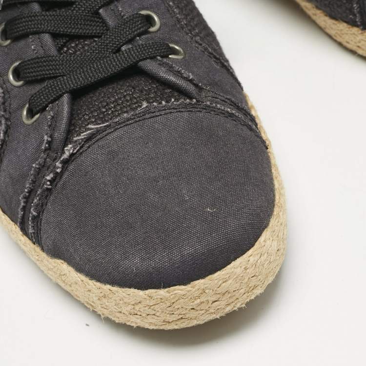 Pre Owned Dolce & Gabbana Navy Blue Canvas Lace Up Espadrille Size 41.5
