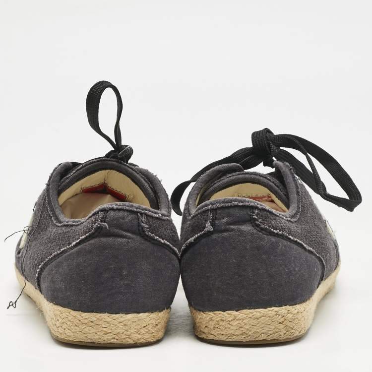 Pre Owned Dolce & Gabbana Navy Blue Canvas Lace Up Espadrille Size 41.5