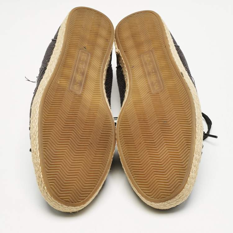 Pre Owned Dolce & Gabbana Navy Blue Canvas Lace Up Espadrille Size 41.5
