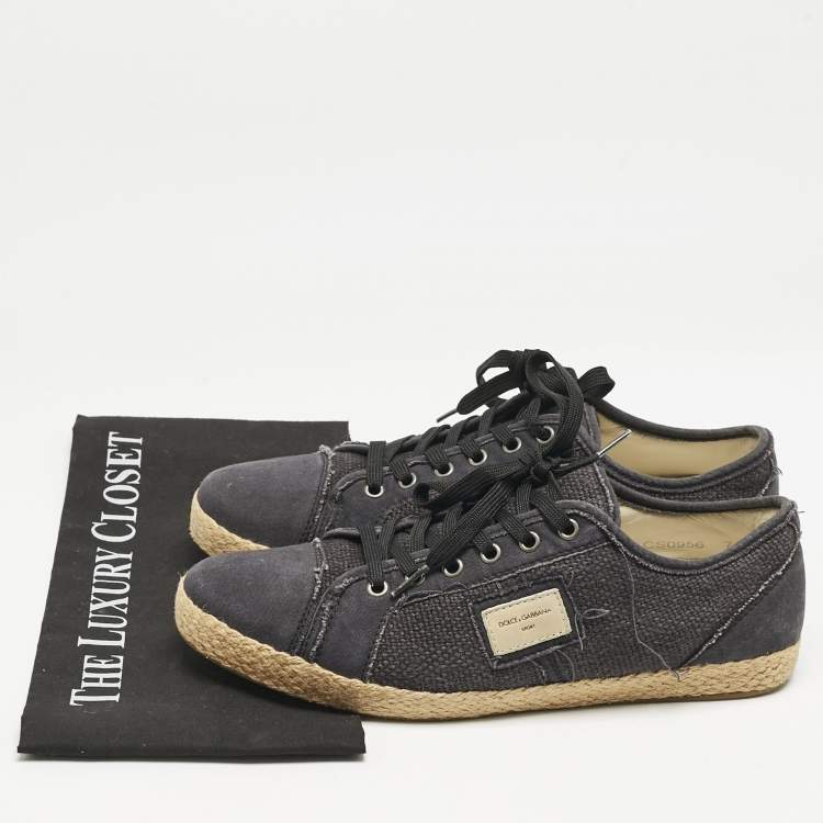 Pre Owned Dolce & Gabbana Navy Blue Canvas Lace Up Espadrille Size 41.5