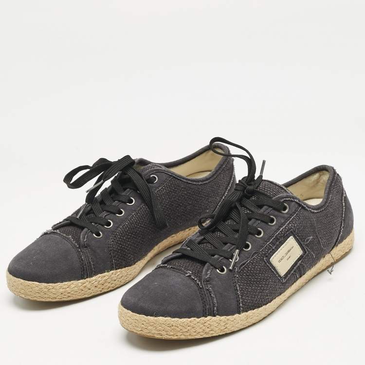 Pre Owned Dolce & Gabbana Navy Blue Canvas Lace Up Espadrille Size 41.5