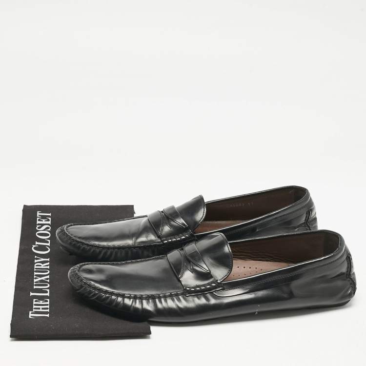 Pre Owned Dolce & Gabbana Black Leather Slip On Penny Loafers Size 45