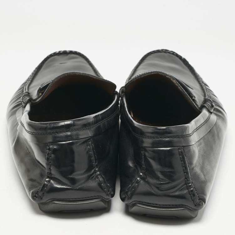 Pre Owned Dolce & Gabbana Black Leather Slip On Penny Loafers Size 45