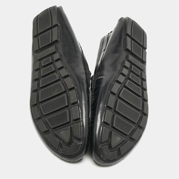 Pre Owned Dolce & Gabbana Black Leather Slip On Penny Loafers Size 45