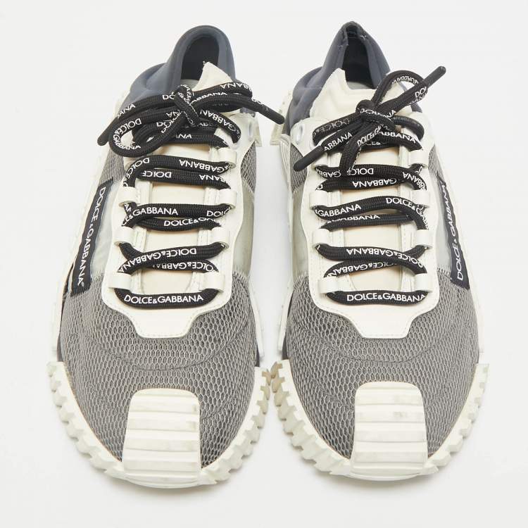 Pre Owned Dolce & Gabbana Black Mesh and Nylon Dymaster Lace Up Sneakers Size 42