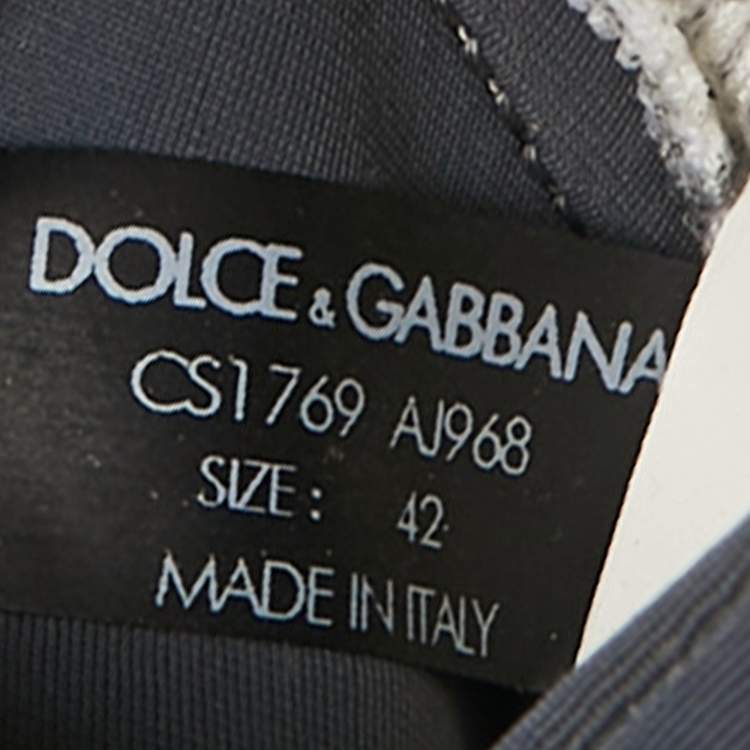 Pre Owned Dolce & Gabbana Black Mesh and Nylon Dymaster Lace Up Sneakers Size 42