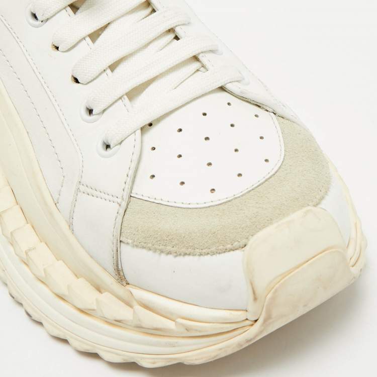 Pre Owned Dolce & Gabbana White Leather and Suede Super King Sneakers Size 41