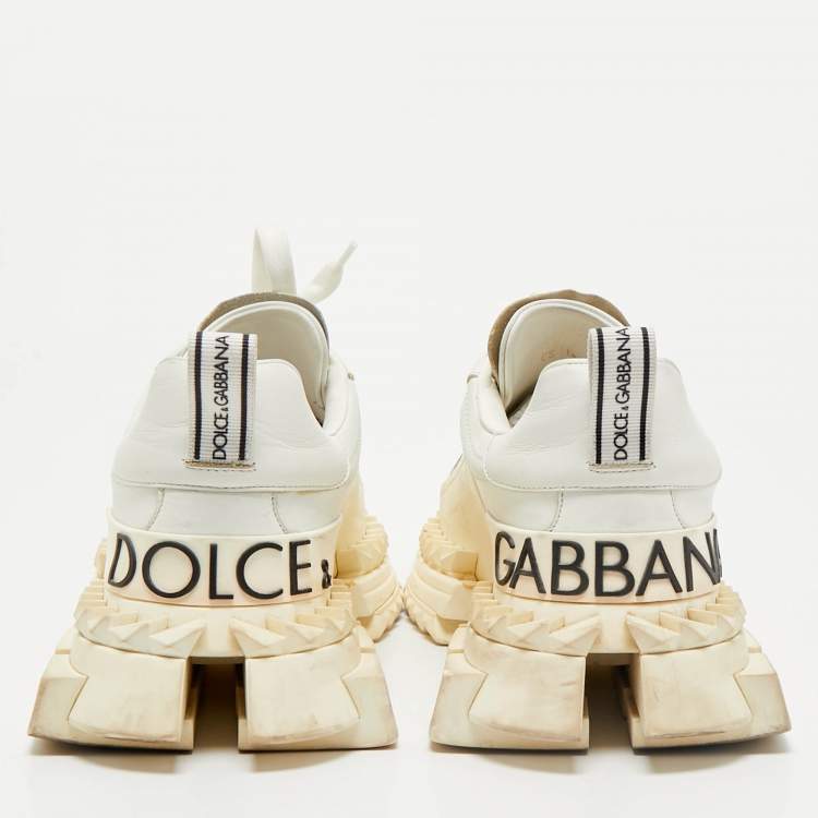 Pre Owned Dolce & Gabbana White Leather and Suede Super King Sneakers Size 41
