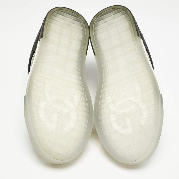 Pre Owned Dolce & Gabbana White/Black Leather and Rubber Custom 2.Zero Sneakers Size 43