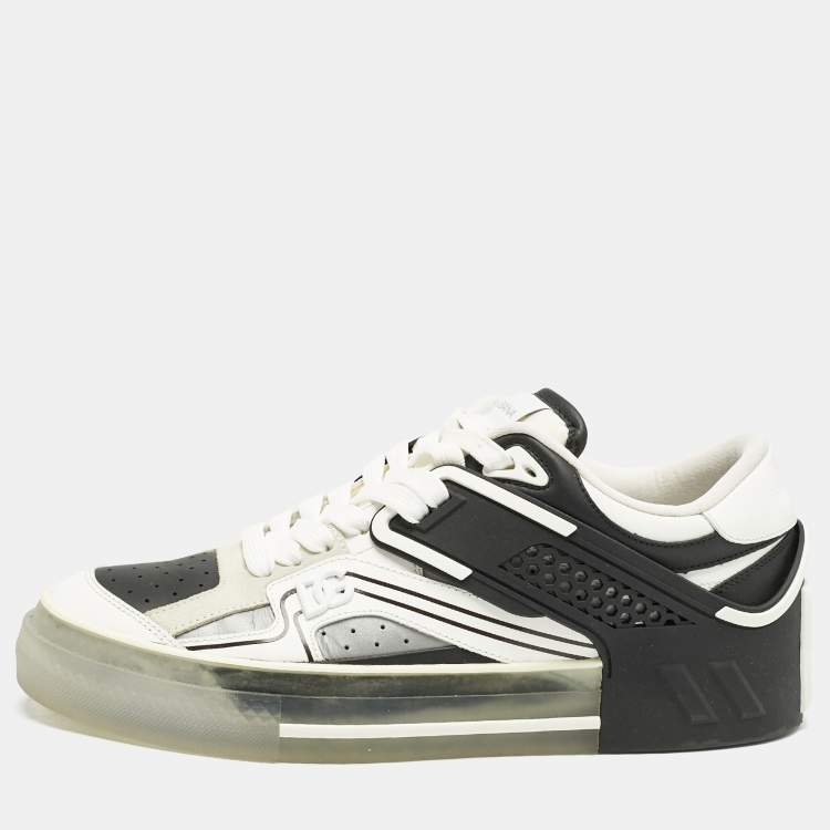 Pre Owned Dolce & Gabbana White/Black Leather and Rubber Custom 2.Zero Sneakers Size 43