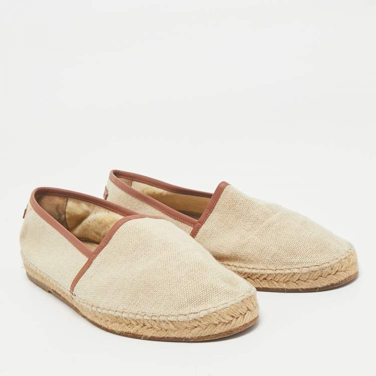 Pre Owned Dolce & Gabbana Beige Canvas Slip On Espadrille Size 41