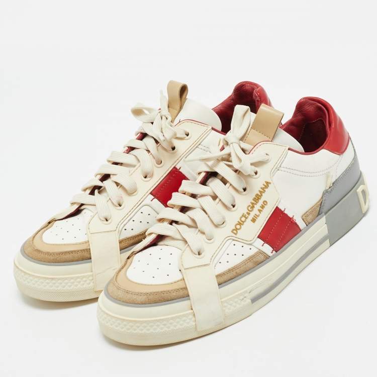 Pre Owned Dolce & Gabbana Multicolor Leather and Suede Custom 2.Zero Sneakers Size 43