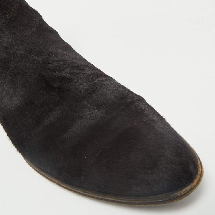 Pre Owned Dolce & Gabbana Brown Calf Hair and Suede Ankle Length Boots Size 42