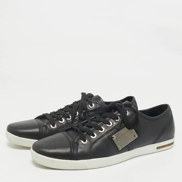 Pre Owned Dolce & Gabbana Black Leather Low Top Sneakers Size 44