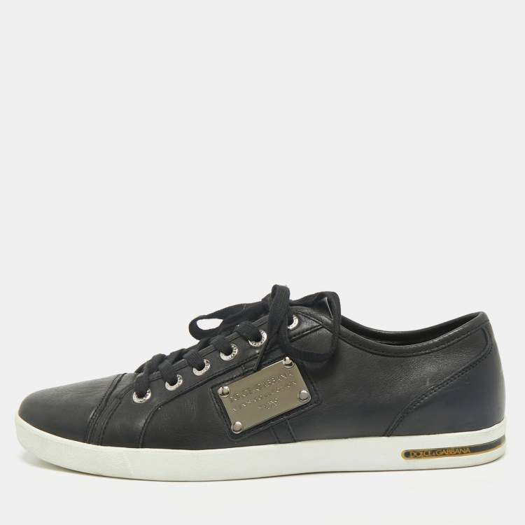 Pre Owned Dolce & Gabbana Black Leather Low Top Sneakers Size 44