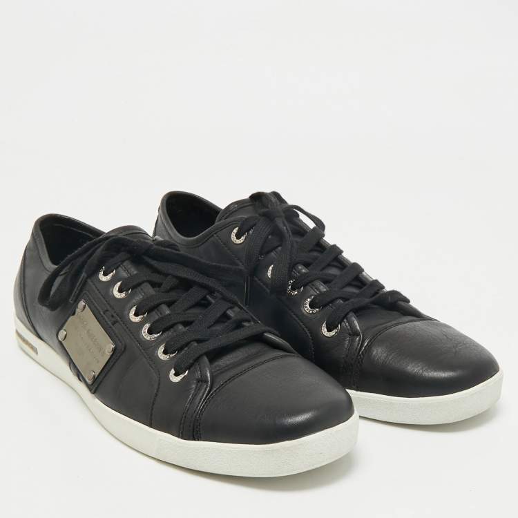 Pre Owned Dolce & Gabbana Black Leather Low Top Sneakers Size 44