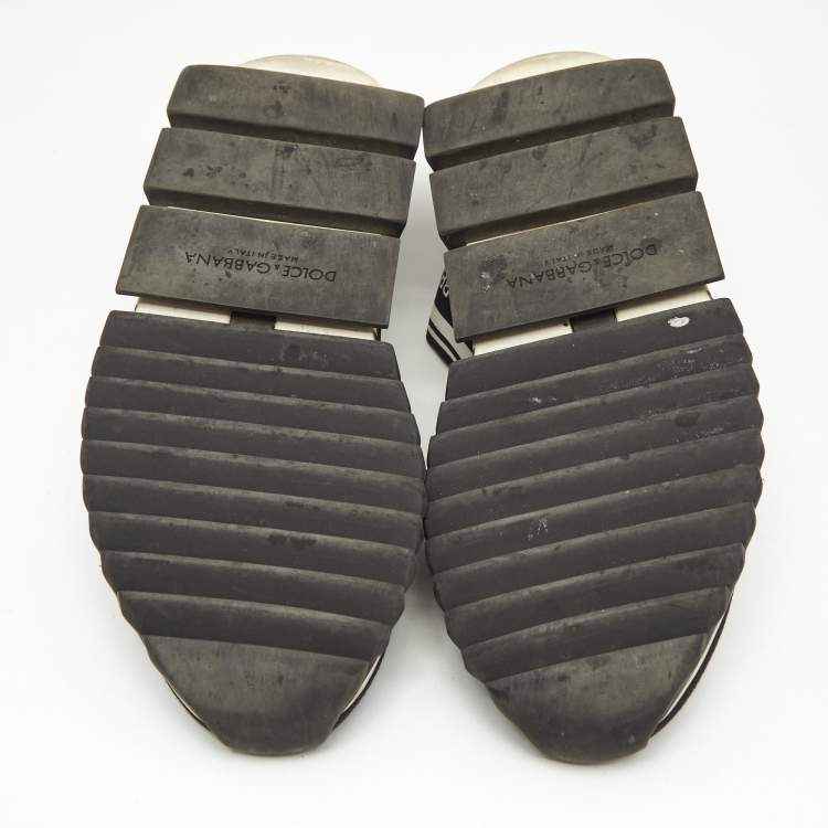 مملوكة مسبقًا Dolce & Gabbana Black/White Knit Fabric Sorrento Slip On Sneakers Size 41