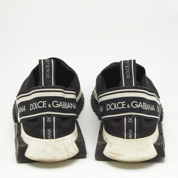 مملوكة مسبقًا Dolce & Gabbana Black/White Knit Fabric Sorrento Slip On Sneakers Size 41