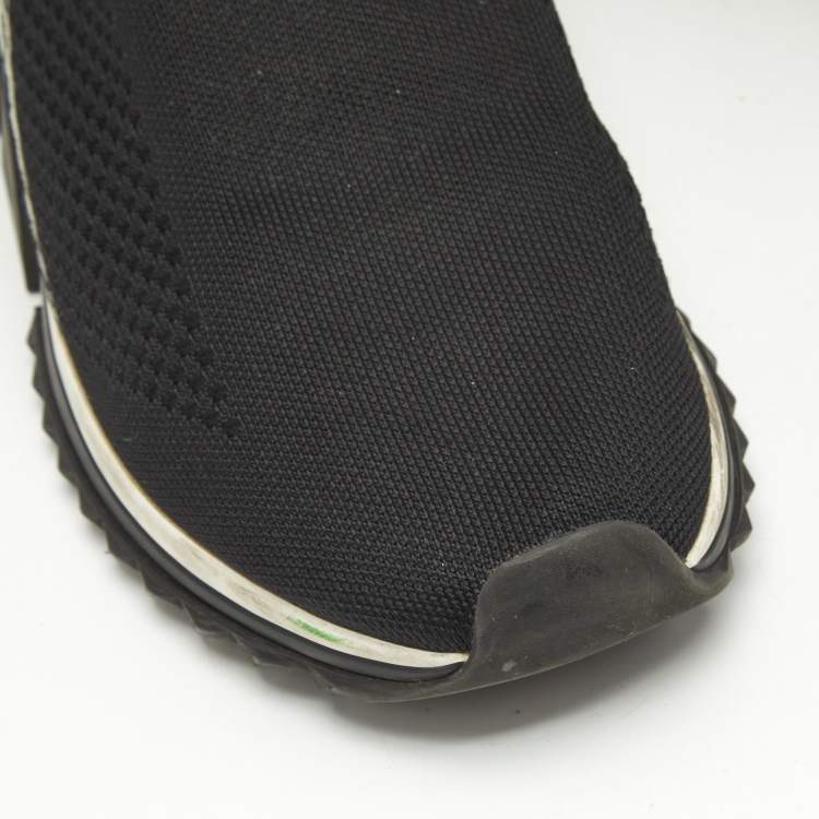 مملوكة مسبقًا Dolce & Gabbana Black/White Knit Fabric Sorrento Slip On Sneakers Size 41
