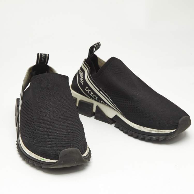 مملوكة مسبقًا Dolce & Gabbana Black/White Knit Fabric Sorrento Slip On Sneakers Size 41