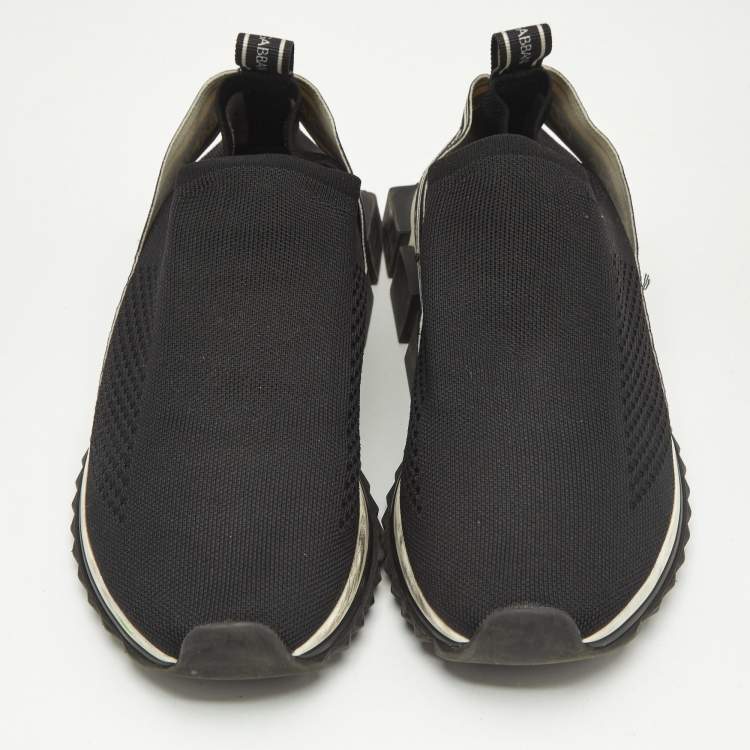 مملوكة مسبقًا Dolce & Gabbana Black/White Knit Fabric Sorrento Slip On Sneakers Size 41