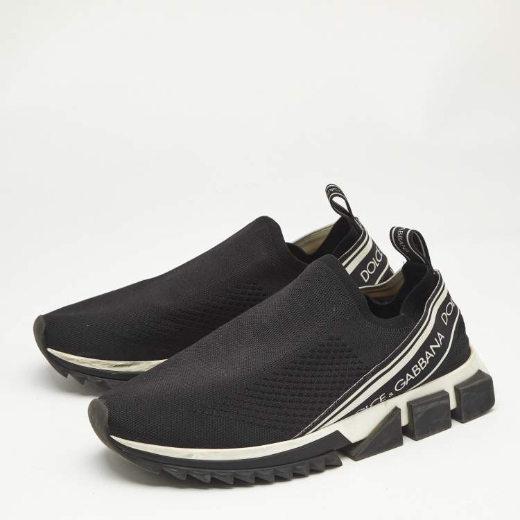 مملوكة مسبقًا Dolce & Gabbana Black/White Knit Fabric Sorrento Slip On Sneakers Size 41