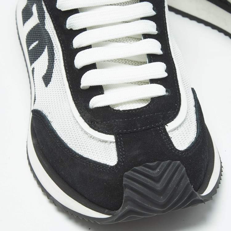 Pre Owned Dolce & Gabbana Black/White Mesh and Suede DG Low Top Sneakers Size 41