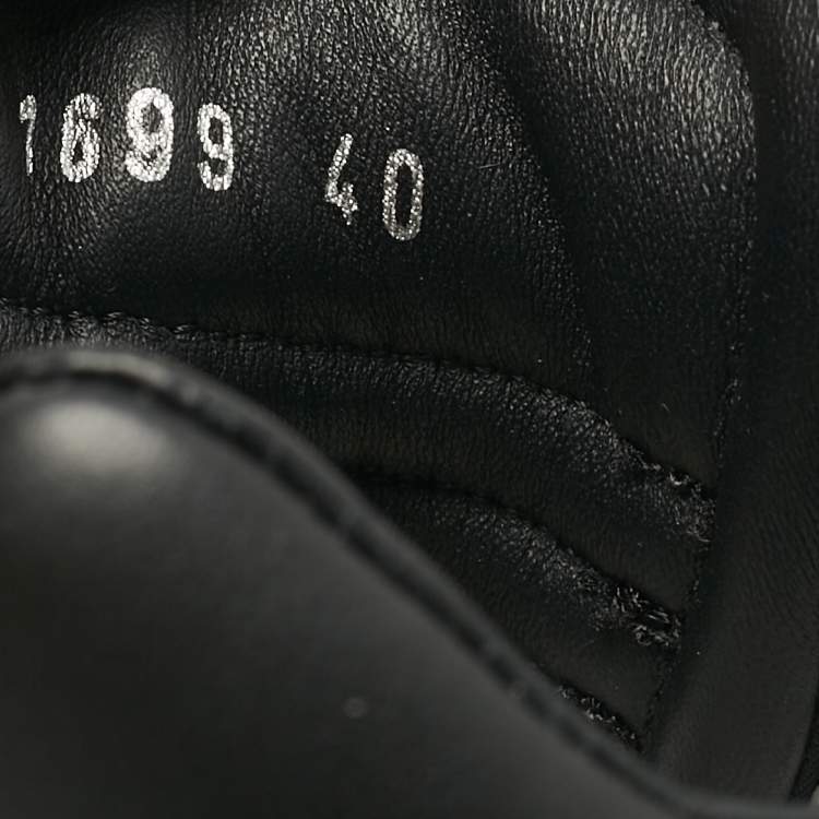 Pre Owned Dolce & Gabbana Black Leather and Rubber Logo Strappy Trekking Boots Size 40