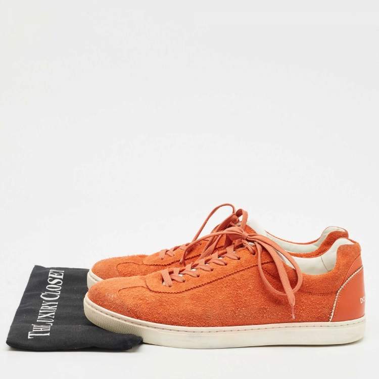 Pre Owned Dolce & Gabbana Orange Suede Low Top Sneakers Size 43