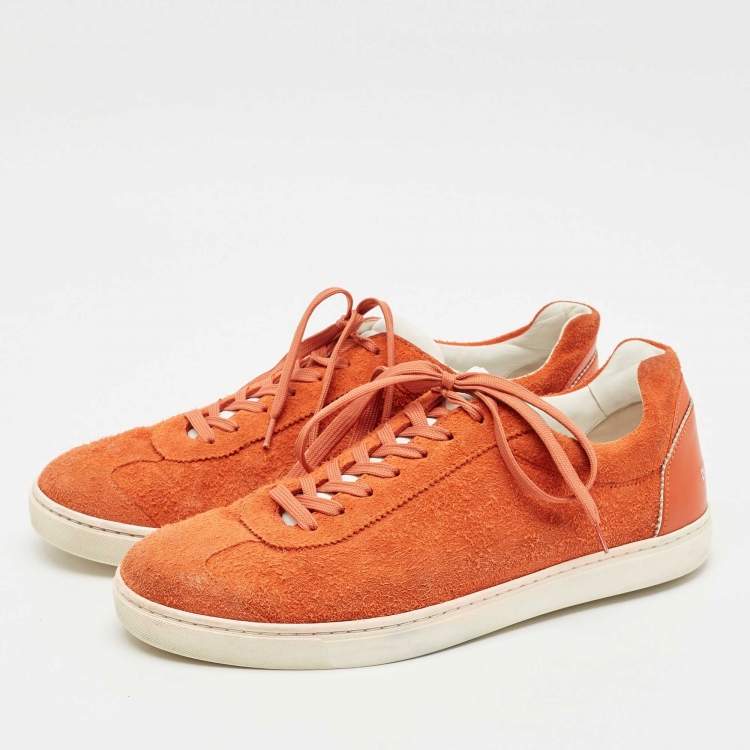 Pre Owned Dolce & Gabbana Orange Suede Low Top Sneakers Size 43