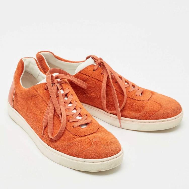 Pre Owned Dolce & Gabbana Orange Suede Low Top Sneakers Size 43