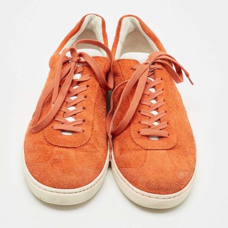 Pre Owned Dolce & Gabbana Orange Suede Low Top Sneakers Size 43