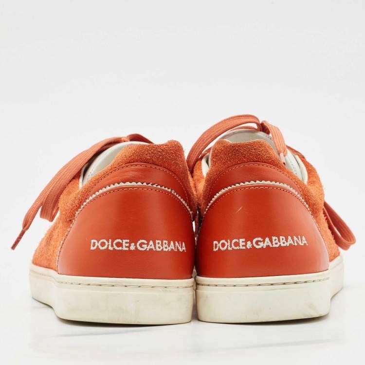 Pre Owned Dolce & Gabbana Orange Suede Low Top Sneakers Size 43