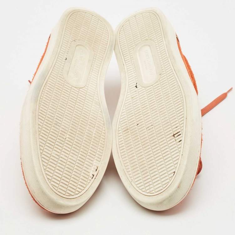 Pre Owned Dolce & Gabbana Orange Suede Low Top Sneakers Size 43