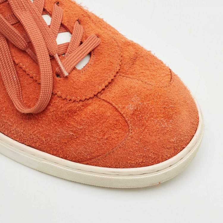 Pre Owned Dolce & Gabbana Orange Suede Low Top Sneakers Size 43