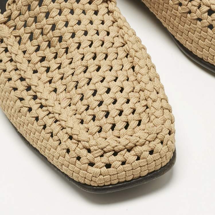 Pre Owned Dolce & Gabbana Beige Crochet Smoking Slippers Size 44