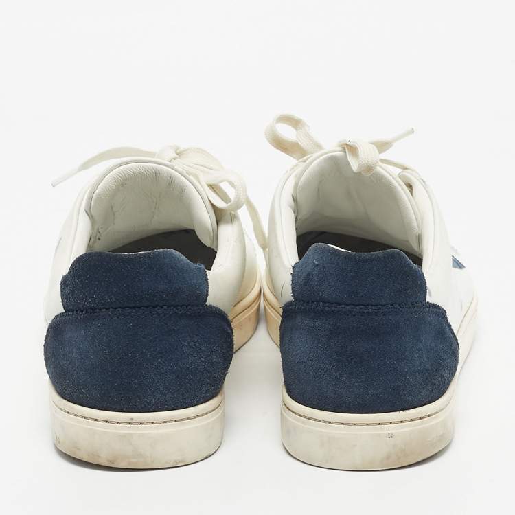 Pre Owned Dolce & Gabbana Navy Blue/White Suede and Leather Low Top Sneakers Size 41