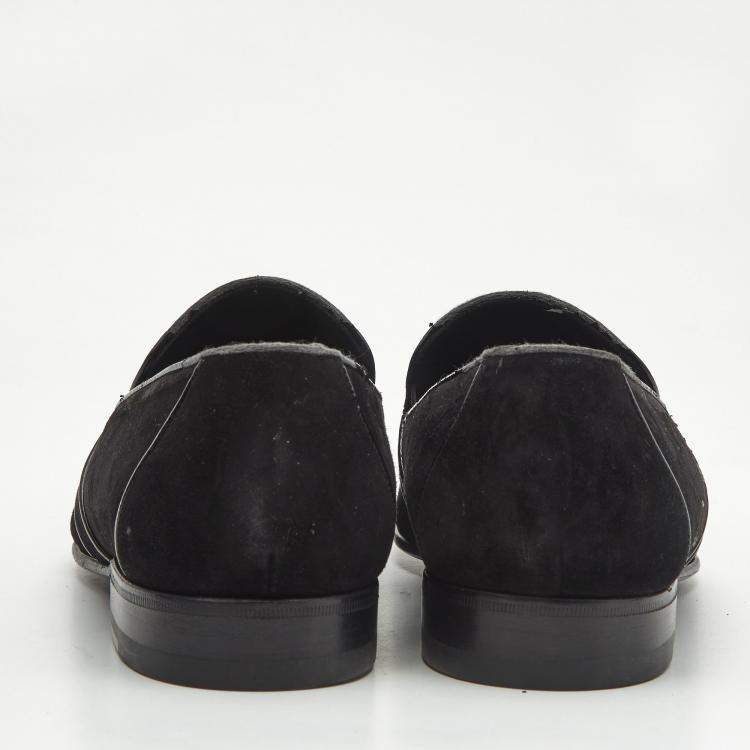 Pre Owned Dolce & Gabbana Black Suede Slip On Loafers Size 43