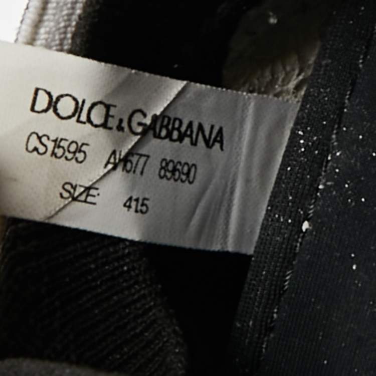 Pre Owned Dolce & Gabbana Black/White Knit Fabric Sorrento Slip-On Sneakers Size 41.5