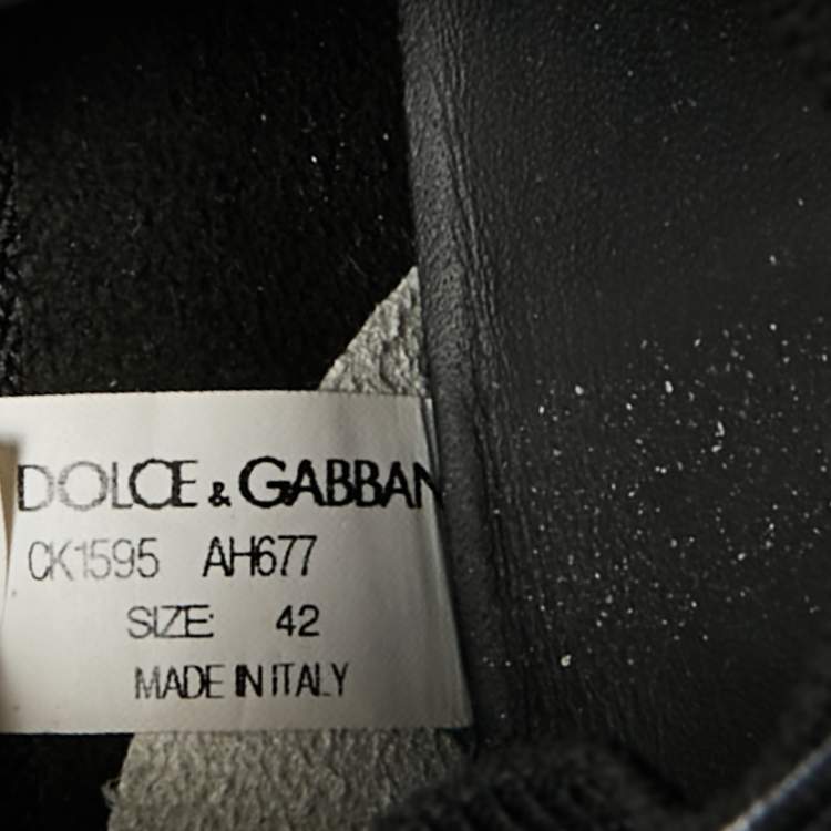 Pre Owned Dolce & Gabbana Black Knit Fabric Sorrento Slip On Sneakers Size 42