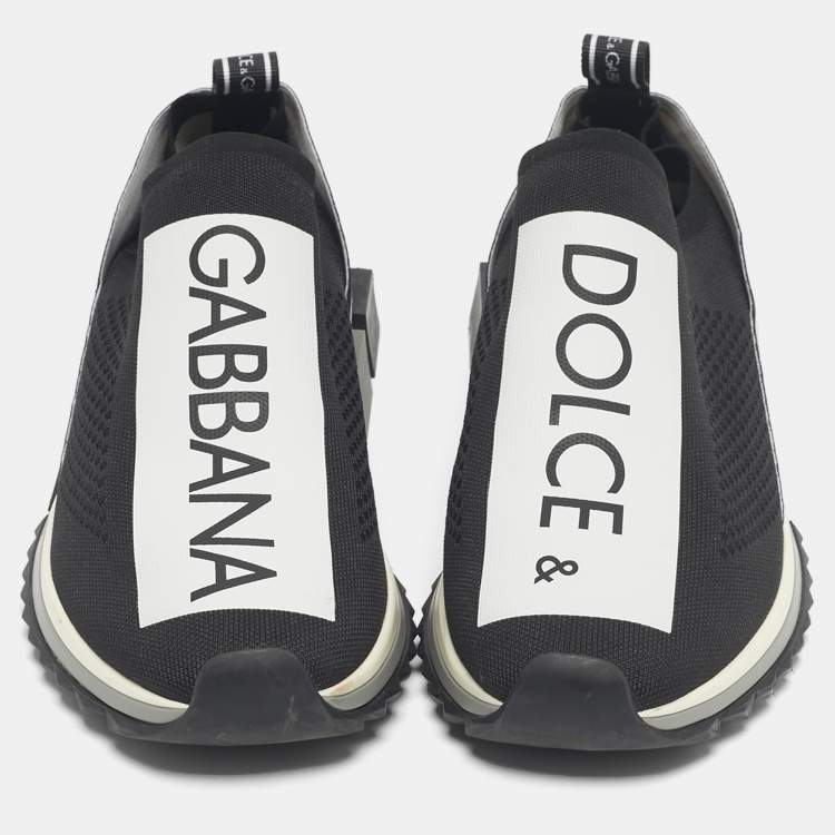 مملوكة مسبقًا Dolce & Gabbana Black/White Knit Fabric Sorrento Slip On Sneakers Size 44