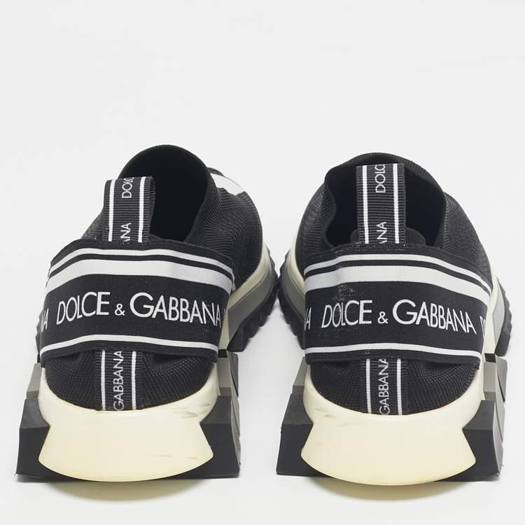 مملوكة مسبقًا Dolce & Gabbana Black/White Knit Fabric Sorrento Slip On Sneakers Size 44