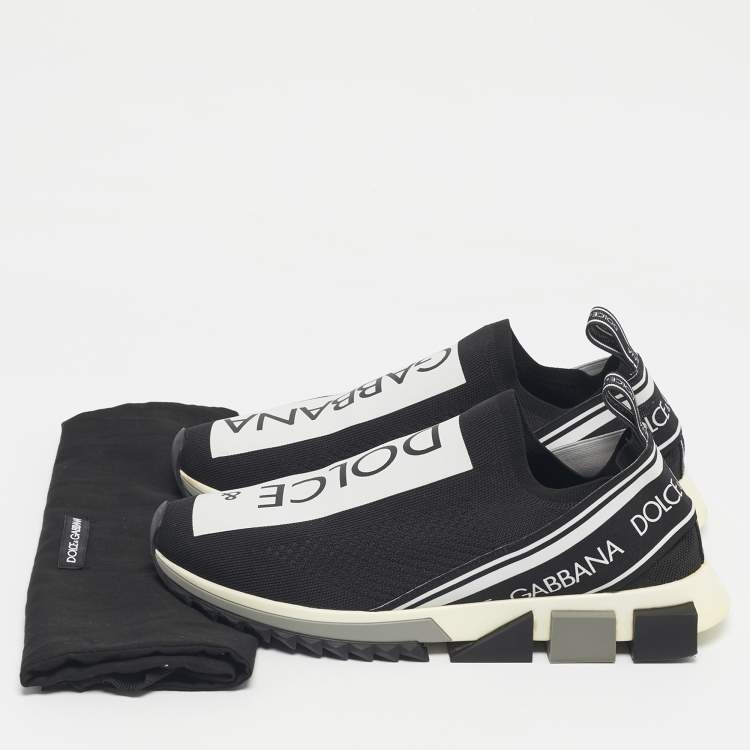 مملوكة مسبقًا Dolce & Gabbana Black/White Knit Fabric Sorrento Slip On Sneakers Size 44
