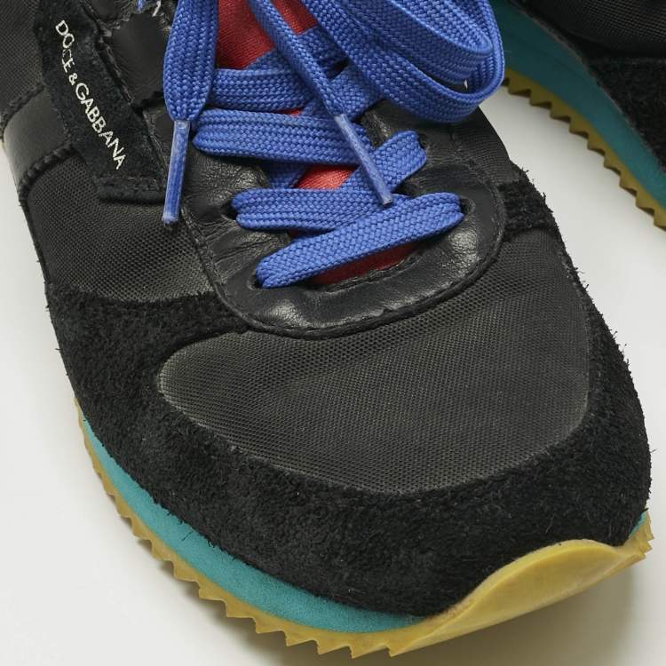 Pre Owned Dolce & Gabbana Multicolor Canvas and Leather Lace Up Sneakers Size 40
