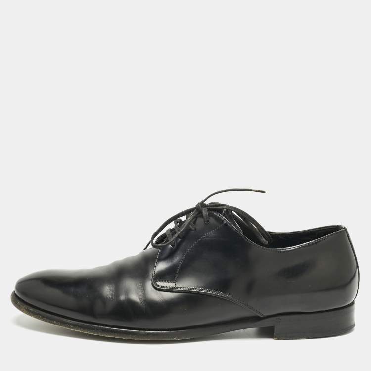 Pre Owned Dolce & Gabbana Black Leather Lace Up Oxfords Size 42