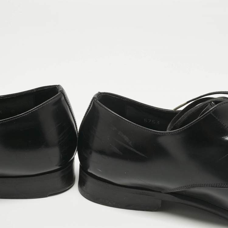 Pre Owned Dolce & Gabbana Black Leather Lace Up Oxfords Size 42