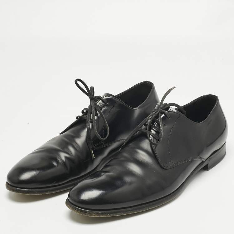 Pre Owned Dolce & Gabbana Black Leather Lace Up Oxfords Size 42