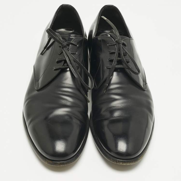 Pre Owned Dolce & Gabbana Black Leather Lace Up Oxfords Size 42