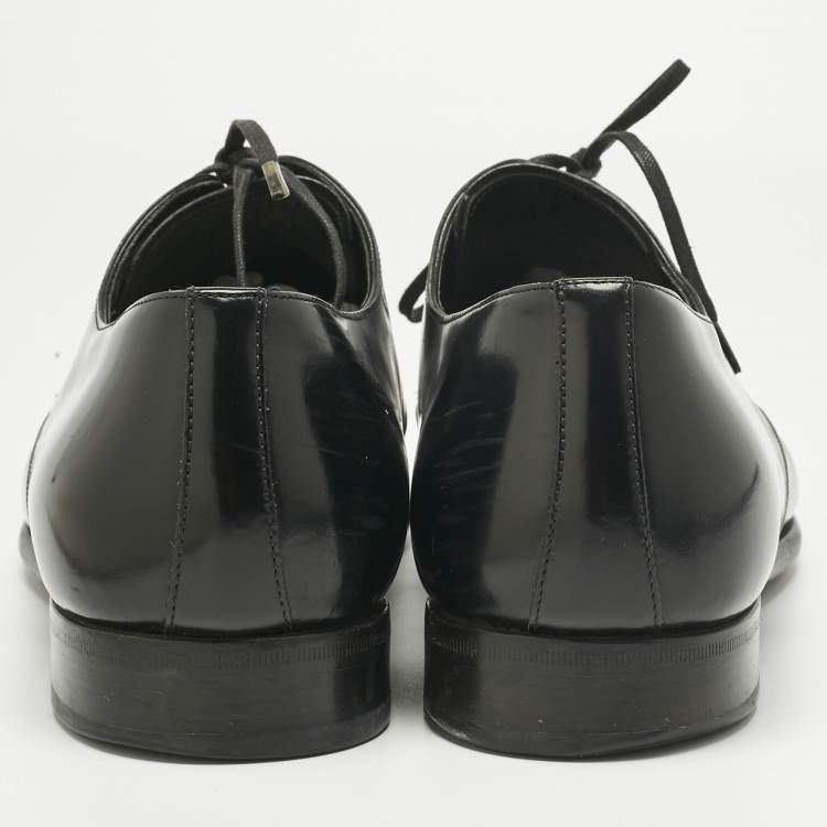 Pre Owned Dolce & Gabbana Black Leather Lace Up Oxfords Size 42