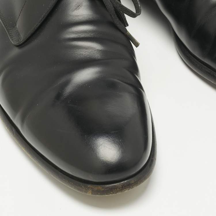 Pre Owned Dolce & Gabbana Black Leather Lace Up Oxfords Size 42